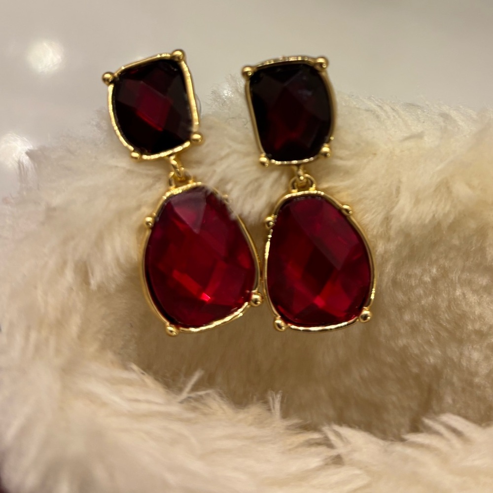 Elegant Red and Gold Drop Earrings